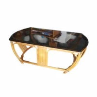 Table basse verre et bambou