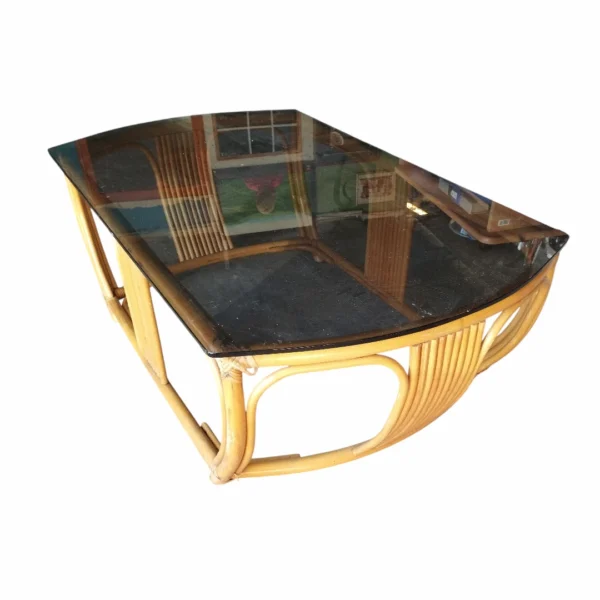 Table basse verre et bambou