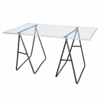 Table en plexiglas sur tréteaux